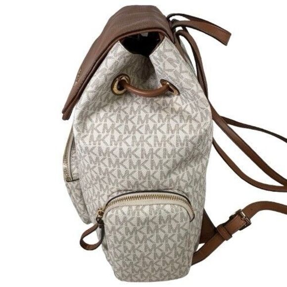 MICHAEL KORS ABBEY Vanilla Large Cargo Signature Backpack Bag 35T9GAYB7B NWOT - Picture 5 of 16